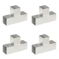 Paalverbindingen 4 st T-vorm 91x91 mm gegalvaniseerd metaal - thumbnail