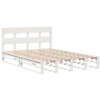 Bedframe zonder matras massief grenenhout wit 120x190 cm - thumbnail