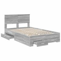 Bedframe met hoofdeinde Grijs Sonoma 120 x 190 cm Bewerkt hout - thumbnail