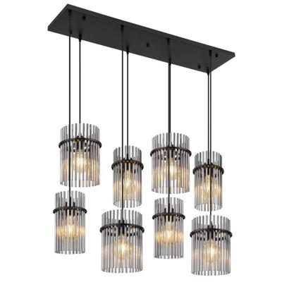 Globo Zwarte hanglampGorley met smoke glas 8-lichts - 15698-8H