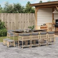 13-delige Tuinset met kussens poly rattan gemengd beige - thumbnail