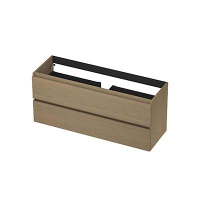 INK - Onderkast 2 Laden Greeploos met Houten Keerlijst - 1200x400x520 Mm - Olijf Eiken