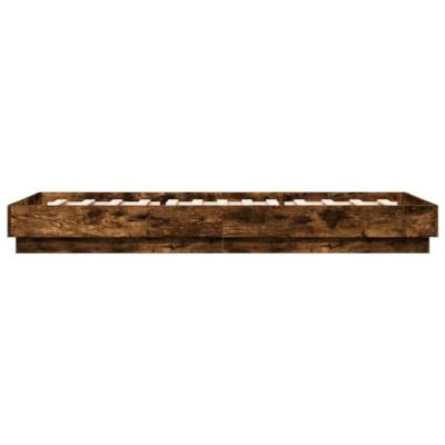 Bedframe met LED-verlichting gerookt eikenkleurig 90x200 cm Bedframe met LED-verlichting gerookt eikenkleurig 90x200 cm