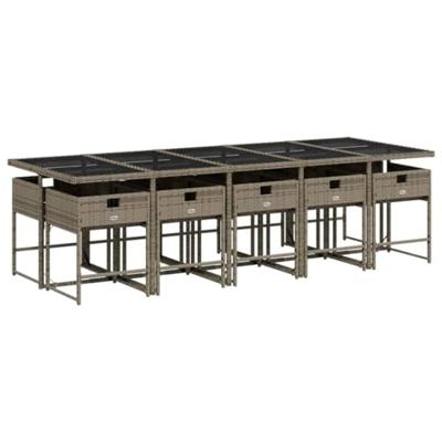 11-delige Tuinset met kussens poly rattan grijs 11-delige Tuinset met kussens poly rattan grijs