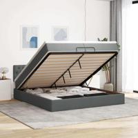 Ottoman bed met matras 200x200 cm stof donkergrijs - thumbnail