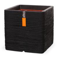 Capi Nature Rib NL 31x31x31cm vierkante plantenbak zwart - thumbnail