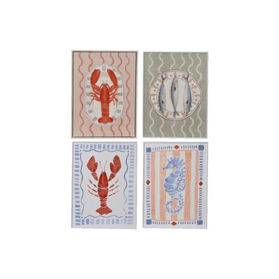 Muurdeco canvas zeedieren 30x1,5x40cm