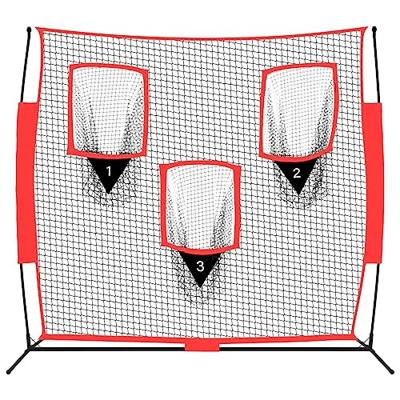 VidaXL Honkbalnet draagbaar 183x105x183 cm polyester zwart en rood