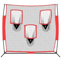 VidaXL Honkbalnet draagbaar 183x105x183 cm polyester zwart en rood - thumbnail