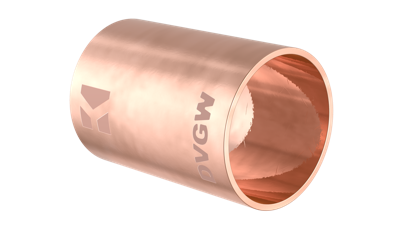 Kirchhoff Koperen dubbele sokkel, blank, 22 mm, 2 sockets, (5270) - 989095017