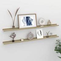 VidaXL Wandschappen 2 st 115x9x3 cm wit en sonoma eikenkleurig - thumbnail