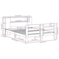 Bedframe zonder matras massief grenenhout wit 140x190 cm - thumbnail