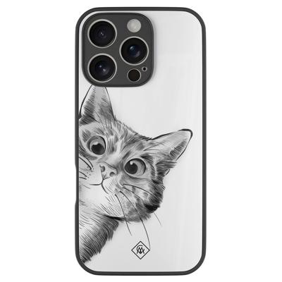 iPhone 16 Pro glazen hardcase - Peekaboo kat iPhone 16 Pro glazen hardcase - Peekaboo kat