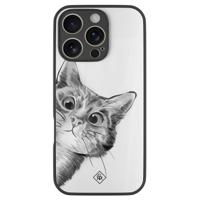 iPhone 16 Pro glazen hardcase - Peekaboo kat - thumbnail