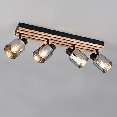 Trio Plafondlamp 4-lichtsTravia zwart met hout - R86534032