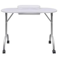 Manicuretafel inklapbaar met wieltjes wit - thumbnail