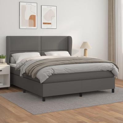 Boxspring met matras kunstleer grijs 180x200 cm