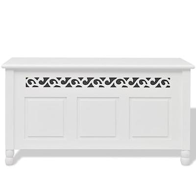 VidaXL Opbergbankje barokstijl mdf wit VidaXL Opbergbankje barokstijl mdf wit