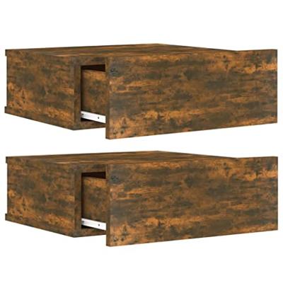 Nachtkastjes 2 st zwevend 40x30x15cm bewerkt hout gerookt eiken