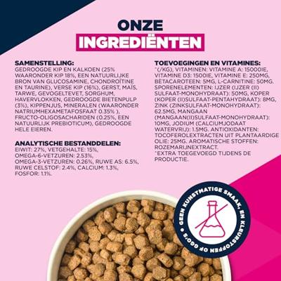 Eukanuba Hondenvoer Droog met verse kip voor middelgrote rassen, premium droogvoer voor volwassen honden, 3 kg