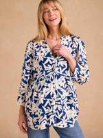 Bloemenblouse voor zwangerschap en borstvoeding ENVIE DE FRAISE koningsblauw - thumbnail