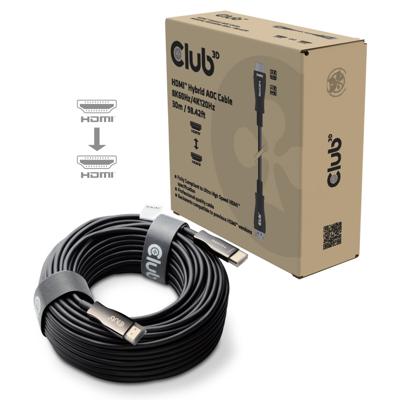 club3D CAC-1392 HDMI Verlengkabel [1x HDMI-stekker - 1x HDMI-stekker] Zwart Active Optical Cable (AOC) 30 m