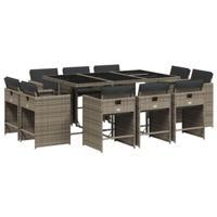 11-delige Tuinset met kussens poly rattan grijs - thumbnail