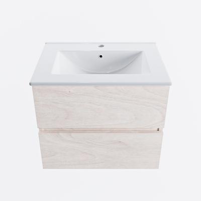 MONDIAZ VICA 60cm badmeubel onderkast Underlayment 2 lades. Wastafel DENIA midden 1 kraangat, kleur Glanzend Wit.