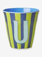 Gestreepte melamine beker LETTER U rice, medium 250 ml meerkleurig - thumbnail