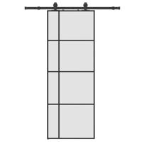Schuifdeur met beslagset 76x205 cm ESG glas zwart - thumbnail