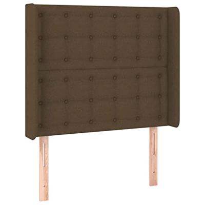 Hoofdbord met randen 83x16x118/128 cm stof donkerbruin