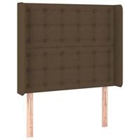Hoofdbord met randen 83x16x118/128 cm stof donkerbruin - thumbnail