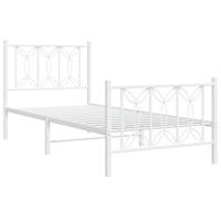 Bedframe met hoofd- en voeteneinde metaal wit 75x190 cm - thumbnail