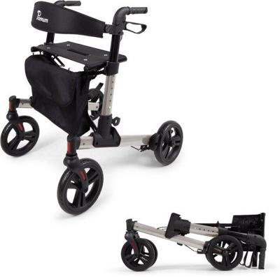 Parvum Riva Rollator - Dubbel opvouwbaar en lichtgewicht (6,6kg)-Grey