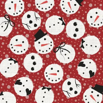 Duni 3-laags tissue servet jolly snowman 33x33cm rood, wit 20 stuks