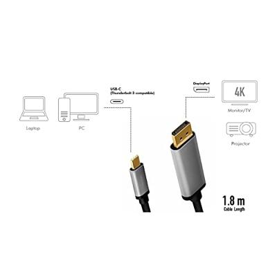 LogiLink CUA0100 tussenstuk voor kabels DisplayPort USB 3.2 Gen1 Type-C Zwart, Grijs
