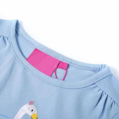 Kindershirt met lange mouwen zwanenprint 92 lichtblauw