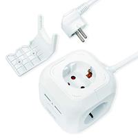 LogiLink LPS227 4+2 (4x veiligheidscontact CEE 7/3, 2x USB) Power Cube multifunctionele stekkerdoos met kinderbeveiliging wit - thumbnail
