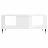 Salontafel 90x50x36,5 cm bewerkt hout hoogglans wit - thumbnail