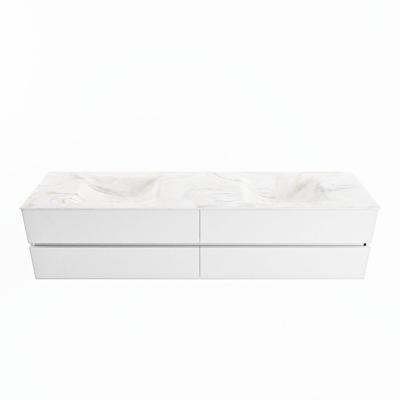 MONDIAZ VICA-DLUX 200cm badmeubel onderkast Talc 4 lades. Inbouw wastafel CLOUD dubbel 2 kraangaten, kleur Ostra.