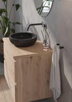 Saqu Nature Collection ronde waskom Ø 40x12 cm natuursteen zwart - thumbnail