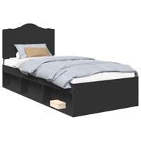 Bedframe met hoofdeinde Zwart 90 x 190 cm Massief grenenhout - thumbnail