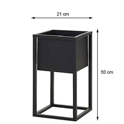 H&S Collection bloempot op standaard 50 cm metaal zwart