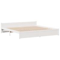 Bed met boekenkast zonder matras grenenhout wit 200x200 cm - thumbnail