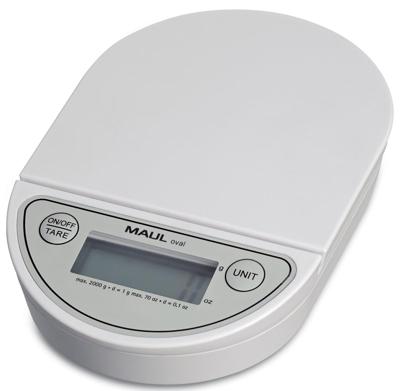 MAUL postweegschaal Oval 2 kg ( /1gr) incl. batterij wit MAUL postweegschaal Oval 2 kg ( /1gr) incl. batterij wit