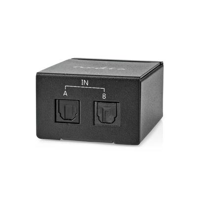 Nedis ASWI2512BK Digitale Audio-switch 2-wegs Input: Dc Power / 2x Toslink Output: Toslink Female Manueel / Schakelaar Metaal Zwart