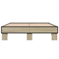 Bedframe bewerkt hout metaal sonoma eikenkleurig 120x190 cm - thumbnail