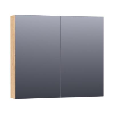 Brauer Impress Deluxe Spiegelkast - 80 cm - met interne en externe Verlichting - 2 Dubbelzijdige Spiegeldeuren - Forest Tan