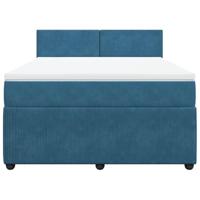 Boxspring met matras fluweel blauw 160x200 cm - thumbnail