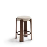 Kave Home Granite barkruk H75 zonder rugleuning chenille Beige/walnoot - thumbnail